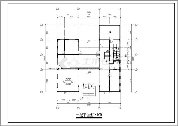 某地乡镇税务局建筑方案图-图一