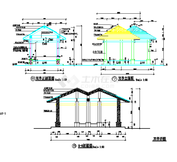 现代组合亭的各种样式及施工图-图二