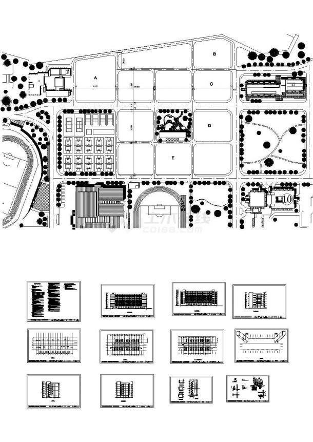 六层框架结构宿舍楼建筑施工cad图(毕业设计)-图二