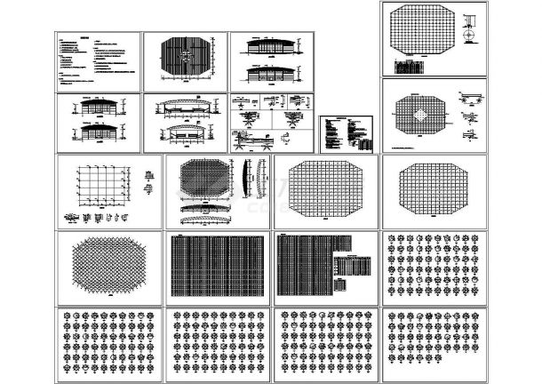 风雨球场网架结构施工图-图一