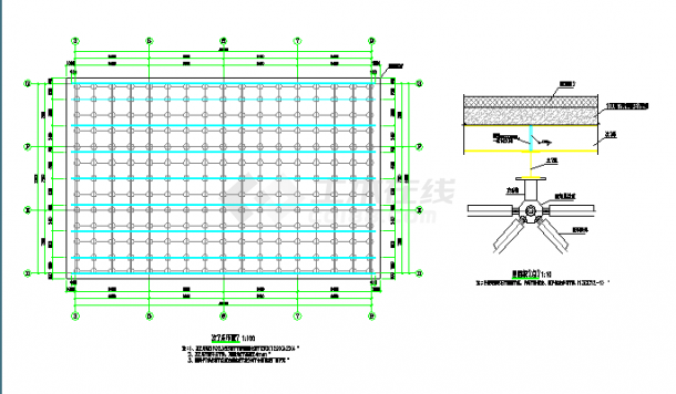 正方四角锥螺栓球节点网架施工图-图二