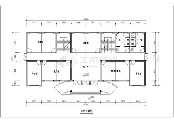 某地四层办公楼建筑设计方案图-图一