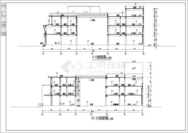 某市新酒店建筑设计CAD施工方案图-图二