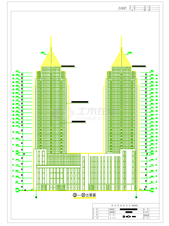 某市中心金马大厦建筑设计施工方案图及效果图-图二