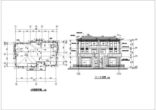 某地双拼别墅建筑设计CAD完整施工图-图二