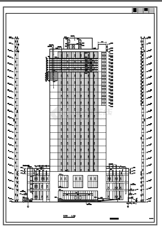 某市二十一层环境科研监测综合楼建筑设计cad方案-图一
