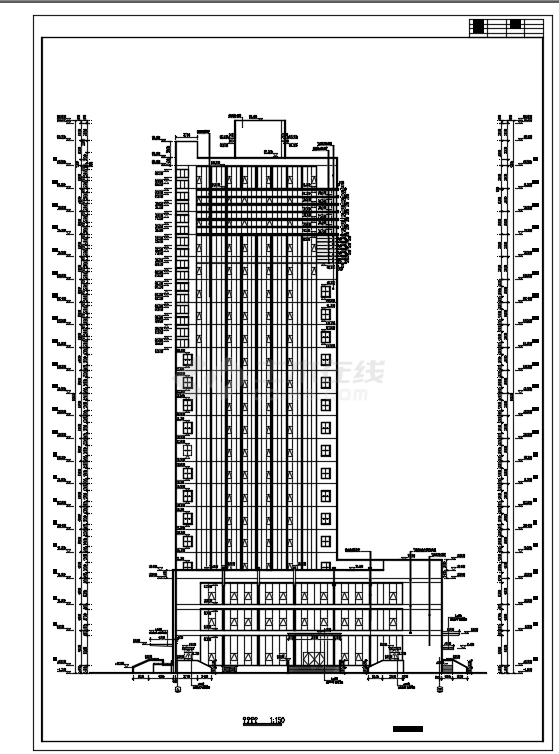 某市二十一层环境科研监测综合楼建筑设计cad方案-图二