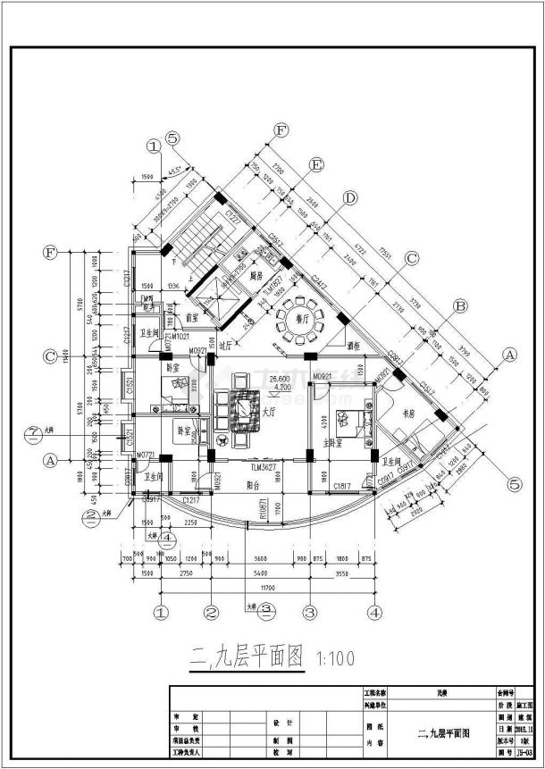 某地9层平民楼建筑CAD设计施工图-图二