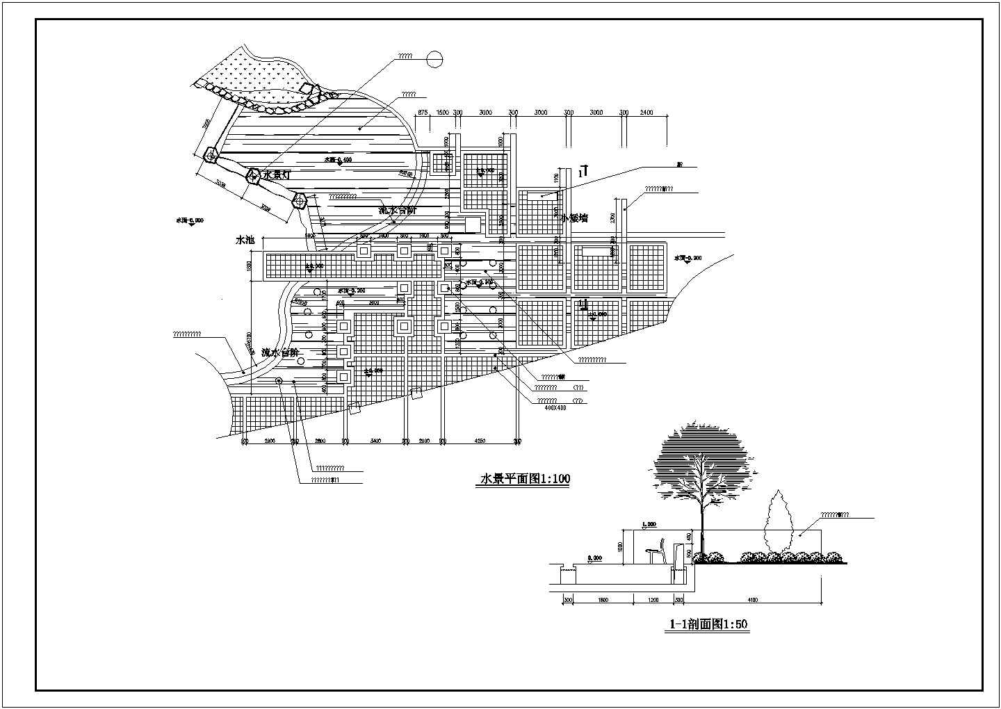 某蓝波广场水景施工CAD详图设计方案