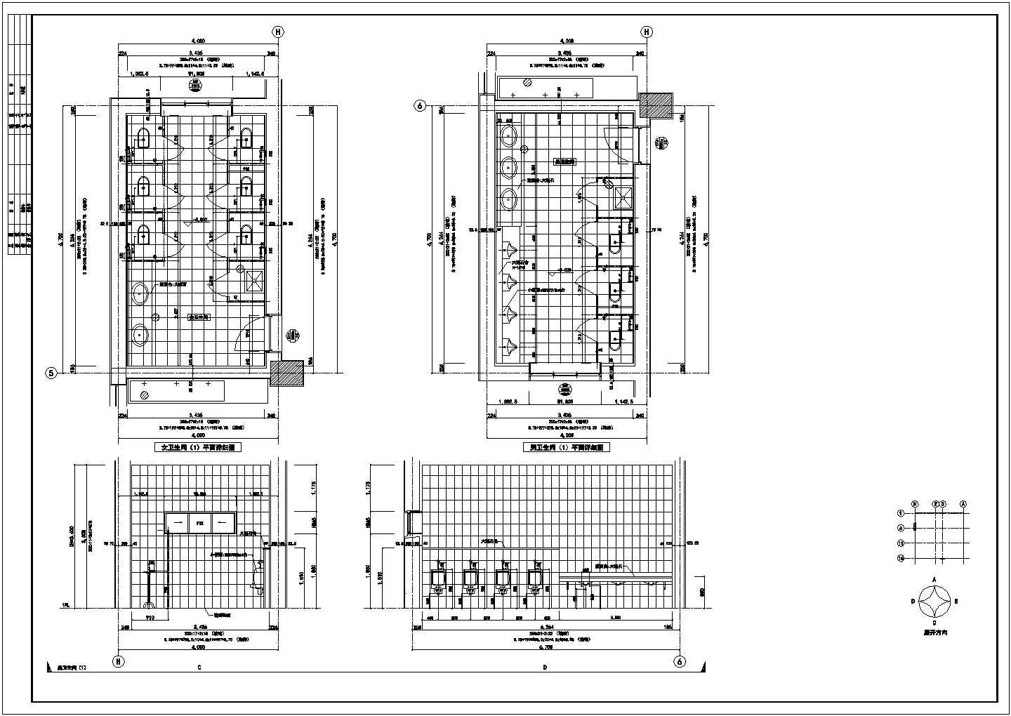 卫生间淋浴间设计方案全套CAD详细图