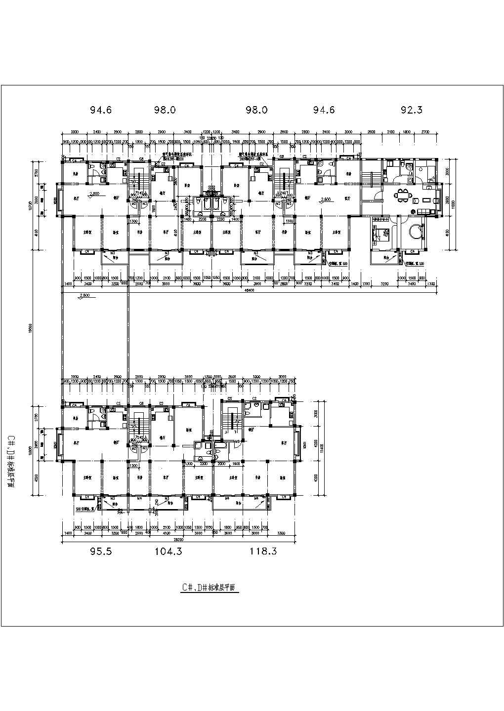 多层坡屋顶复式住宅建筑设计全套CAD图纸