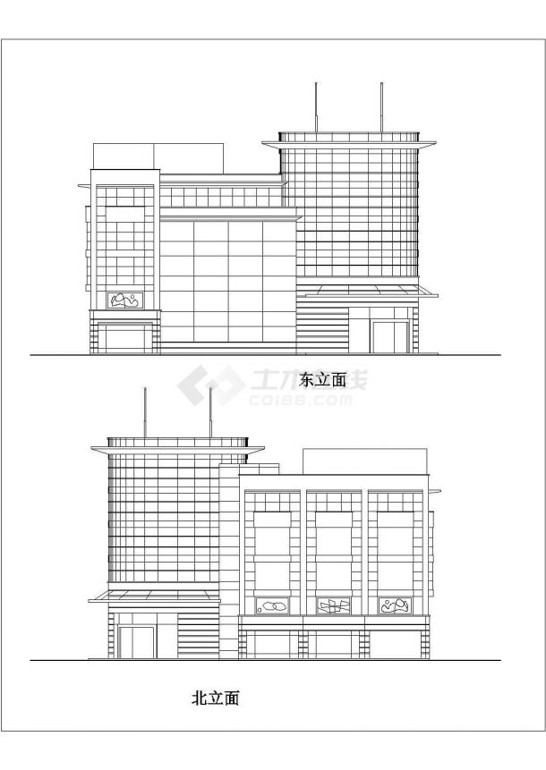岳堤超市建筑设计CAD方案施工图-图二