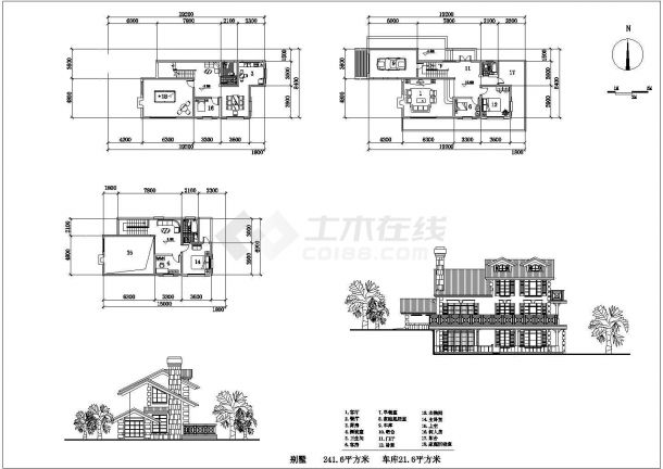 某3层241.6平米乡间小别墅建筑设计图（长19.2米 宽8.4米 ）-图一