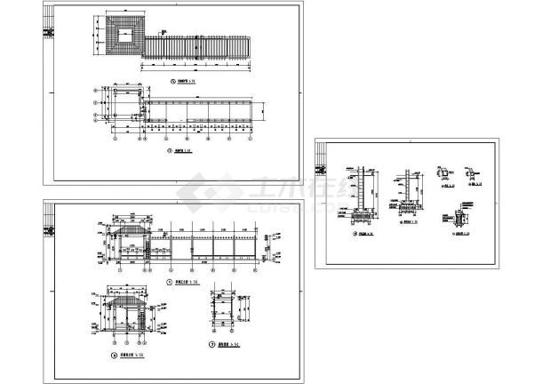 亭廊大样图图纸（建筑cad图纸）-图一