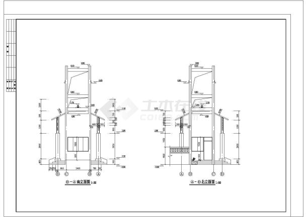 别墅小区特色大门建筑cad施工图（节点详细）-图一