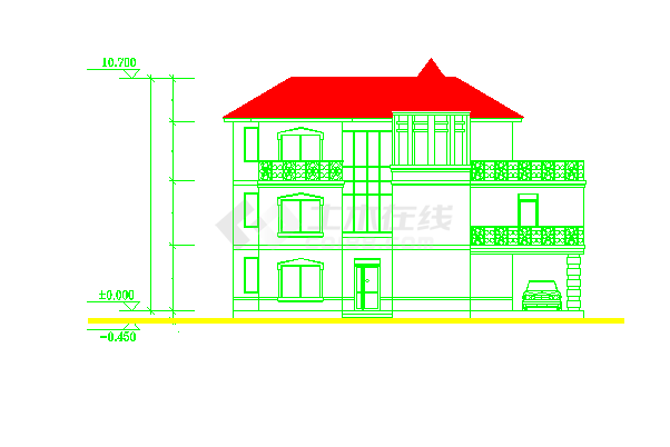 别墅住宅造型建筑cad设计图（节点详细）-图一