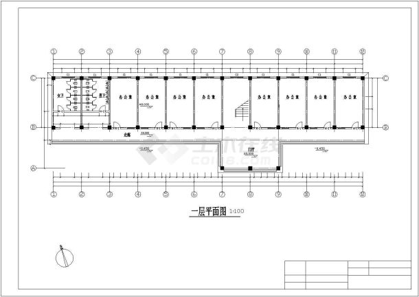 一套5层框架结构中学教学楼建筑图纸-图一