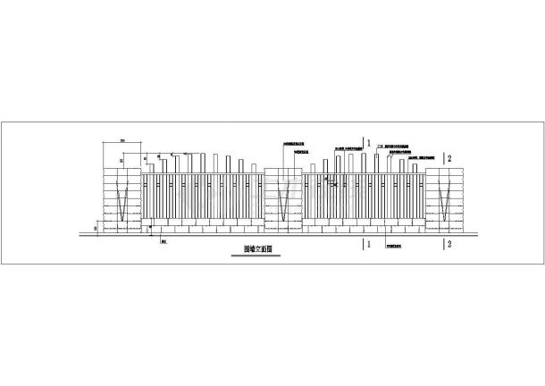 某地区围墙铁艺栏杆建筑方案CAD图-图二