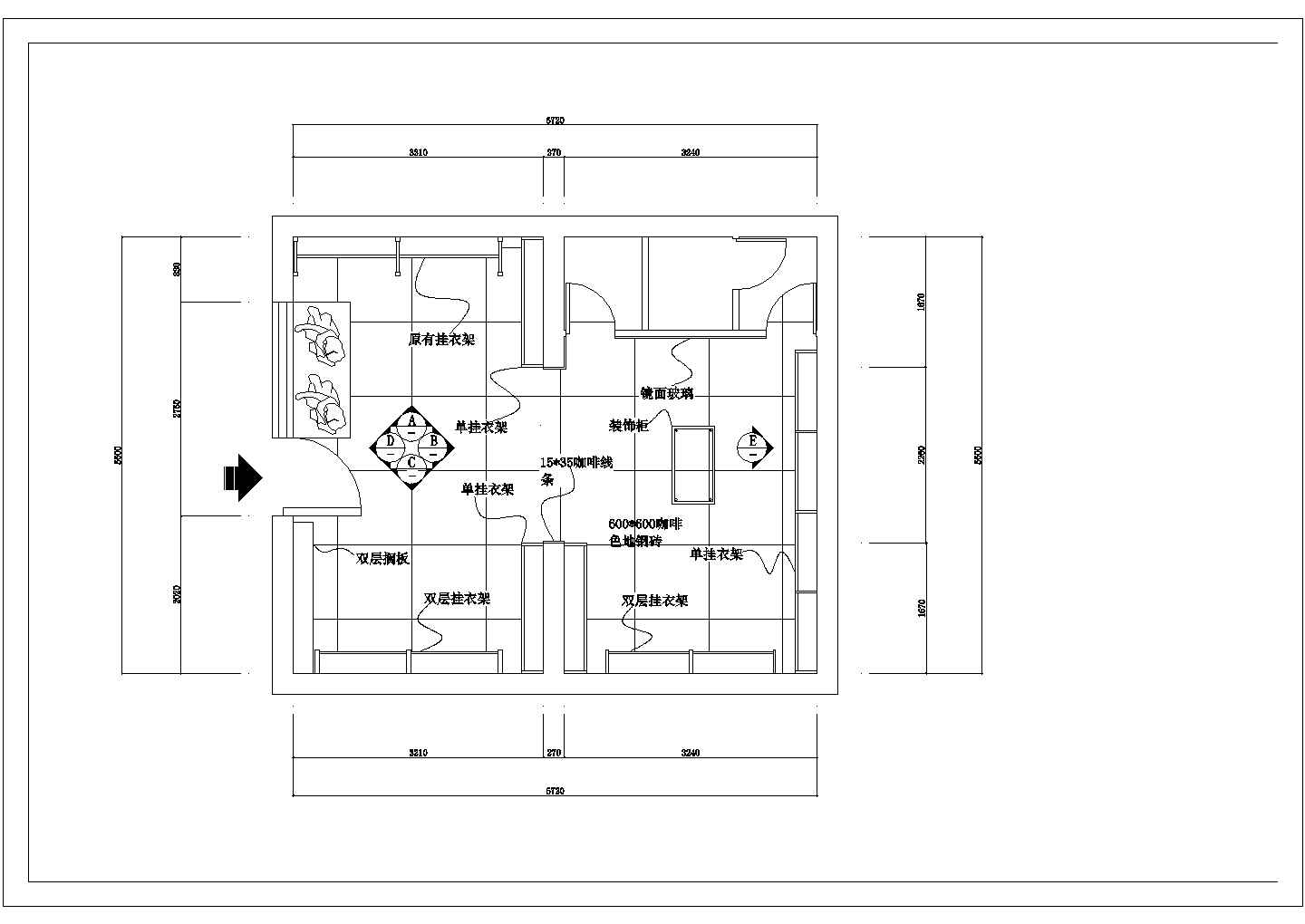 某地简单服装店装修CAD设计施工图