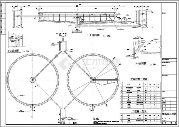 某城市污水处理厂全套水利设计cad图纸（卡鲁赛尔氧化沟工艺）-图一