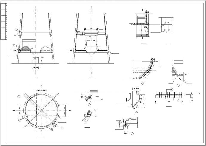 超高180米混凝土烟囱cad结构施工工程图纸_图1