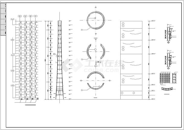 超高180米混凝土烟囱cad结构施工工程图纸-图二