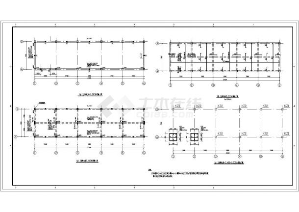 某单层现浇框架结构配电室结构设计施工图-图二