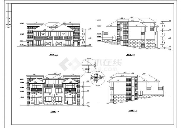 山体别墅北入口全套施工建筑cad图纸-图一