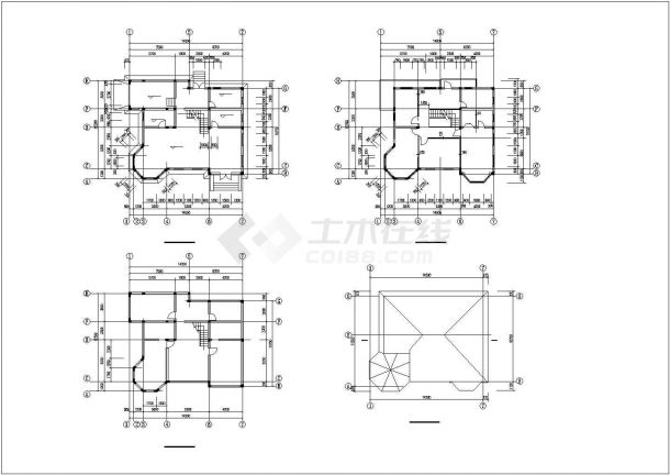 两层小别墅建筑全套CAD结构图纸-图二
