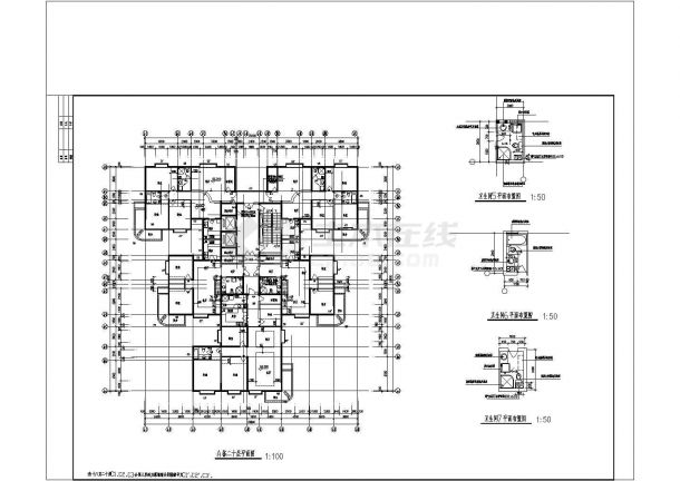 某高层文教大院住宅建筑施工全套CAD详图-图二