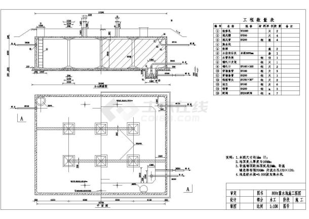 某地蓄水池设计CAD图-图二