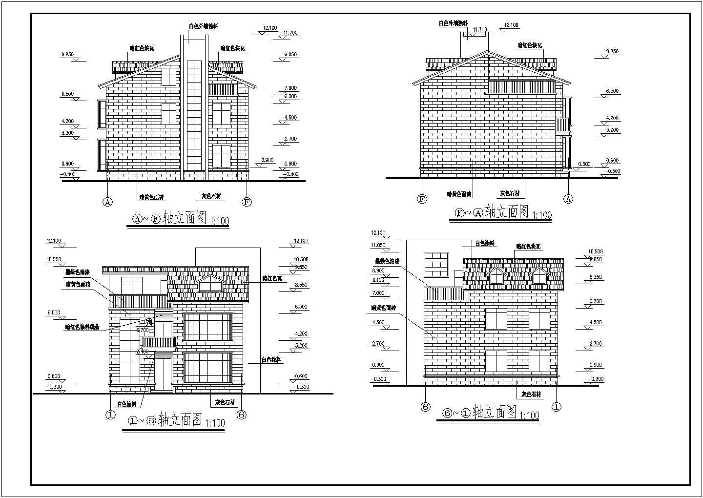 某三层框架别墅建筑结构设计施工图