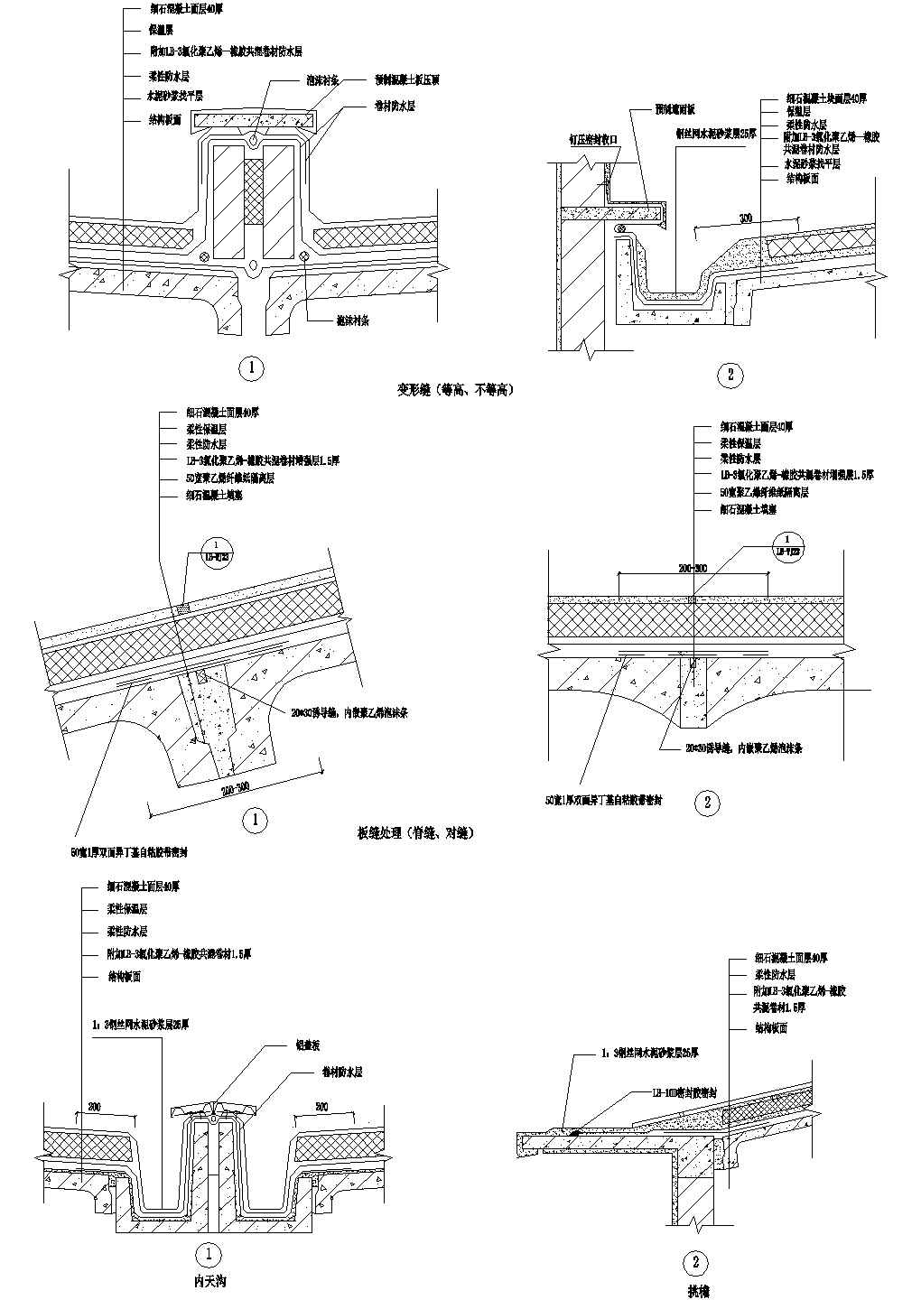预制屋面防水节点合集CAD图纸方案设计