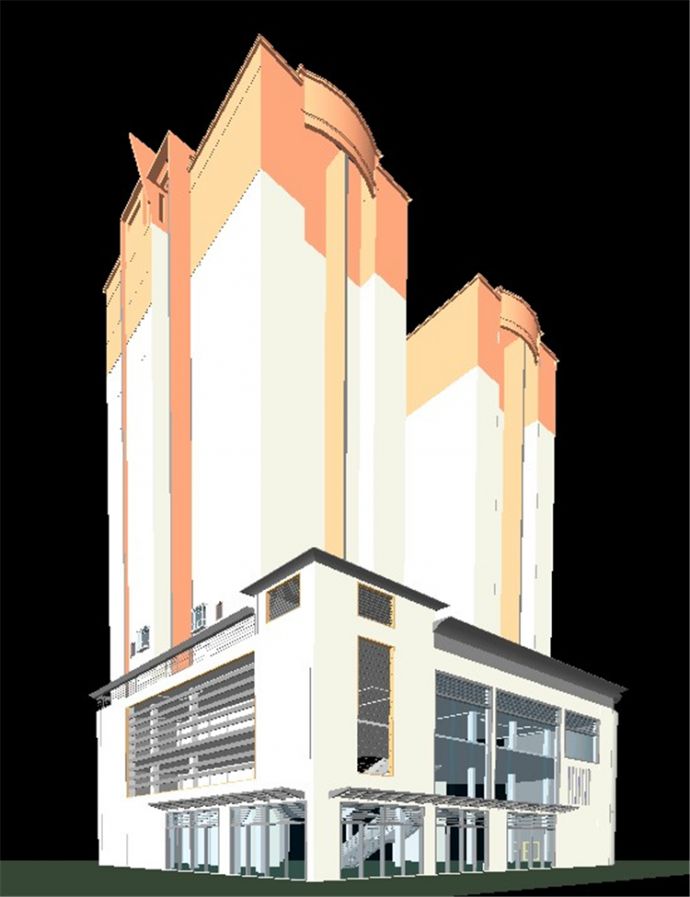 小高层商住楼BIM项目模型Revit-建筑_图1
