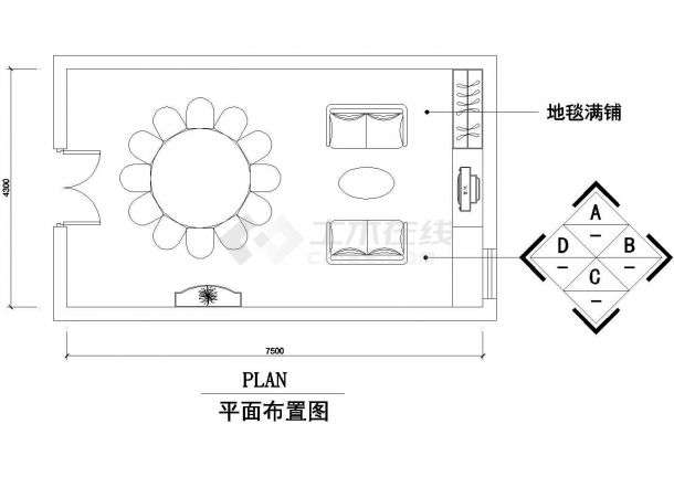 上海某中式经典风格餐馆设计施工CAD图-图一