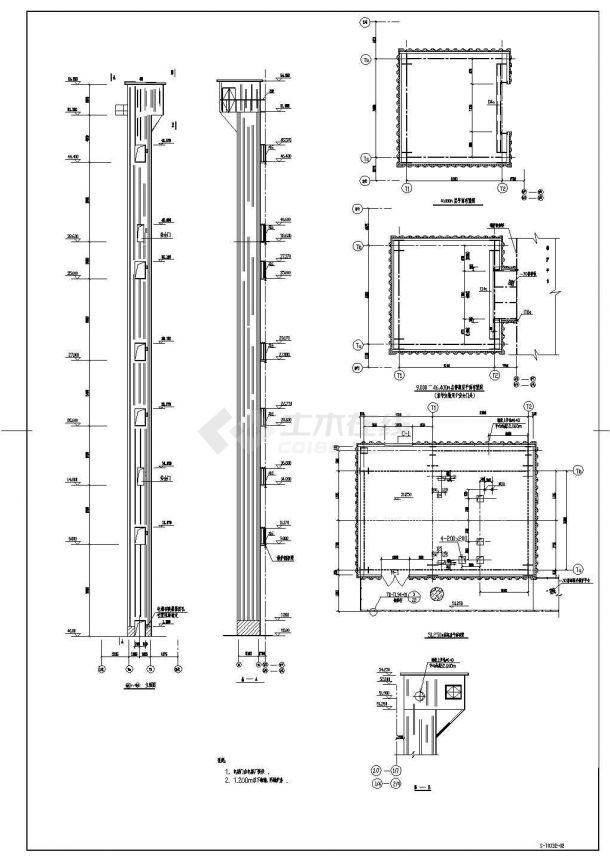 某电厂电梯井钢框架结构设计施工图-图一