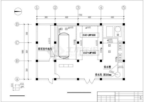 水源热泵完整cad机房施工工程图-图二