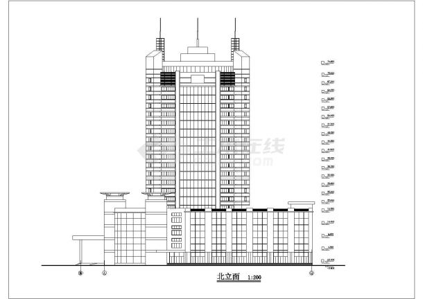 某地二十一层酒店建筑设计方案图-图二