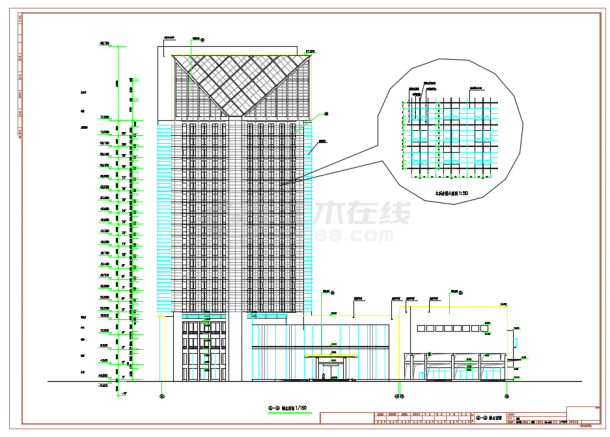 某二十一层五星级酒店建筑扩初设计施工CAD图-图一