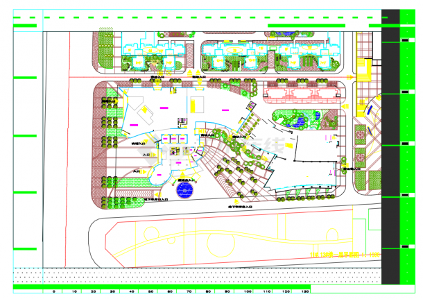某地十九层酒店建筑总平面规划CAD图（含效果图）-图二
