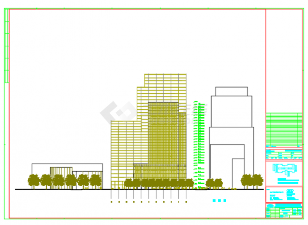 某三十三层中心商住楼建筑设计施工图(带效果图)-图二