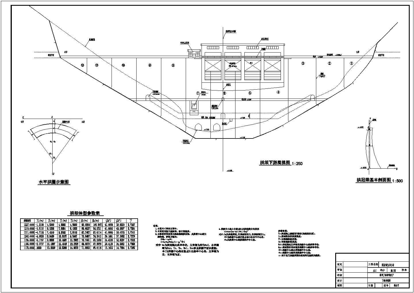 观音峡水电站水工专业拱坝结构布置图