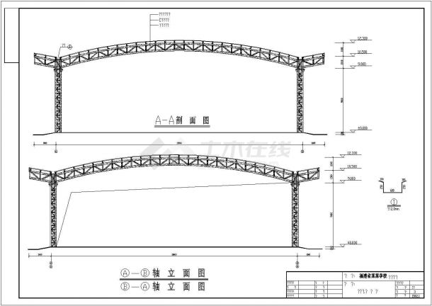 某34米管桁架风雨操场结构设计施工图-图二