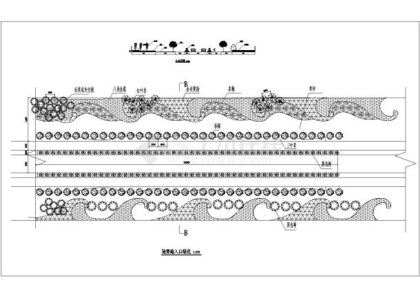 陆青路入口绿化设计CAD详图-图一