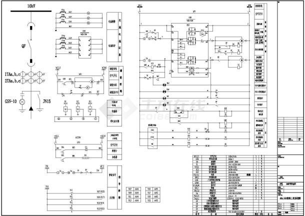 10KV一次系统图及全套二次电气原理图-图二