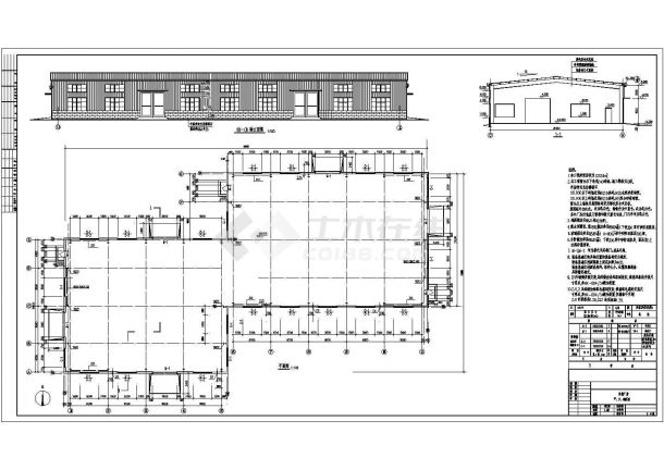 某21米跨单层错轴厂房结构设计施工图-图一