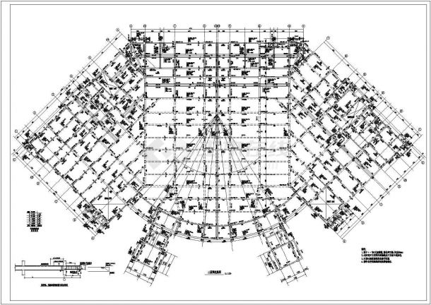 某地区大型学校食堂建筑框架结构图纸-图二