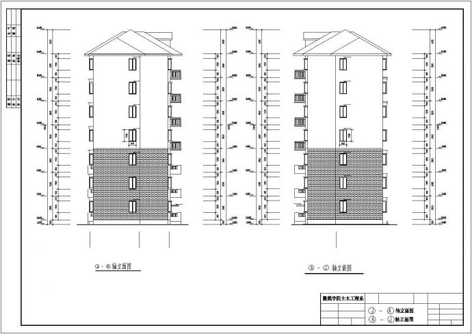 七层框架一字型坡屋面住宅楼建筑图纸_图1