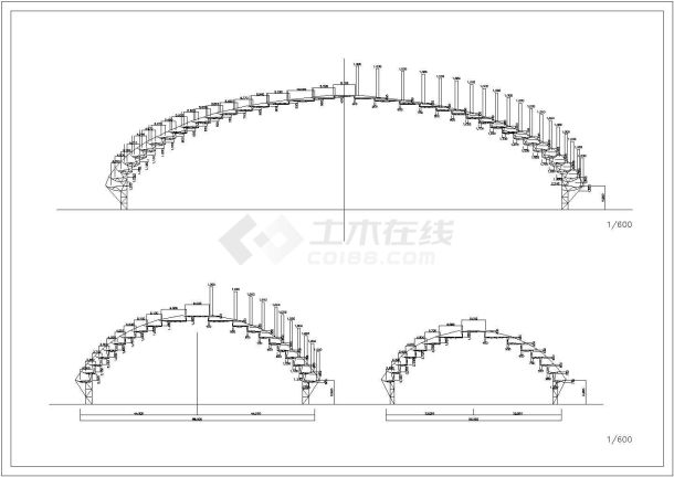 佛山某地体育馆建筑施工设计全套cad图纸-图一