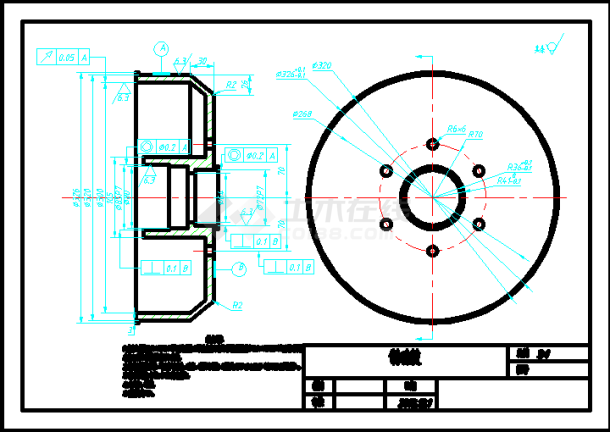 制动鼓设计课程设计cad图纸-图一